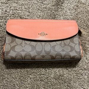 Coach Tan and Coral Clutch